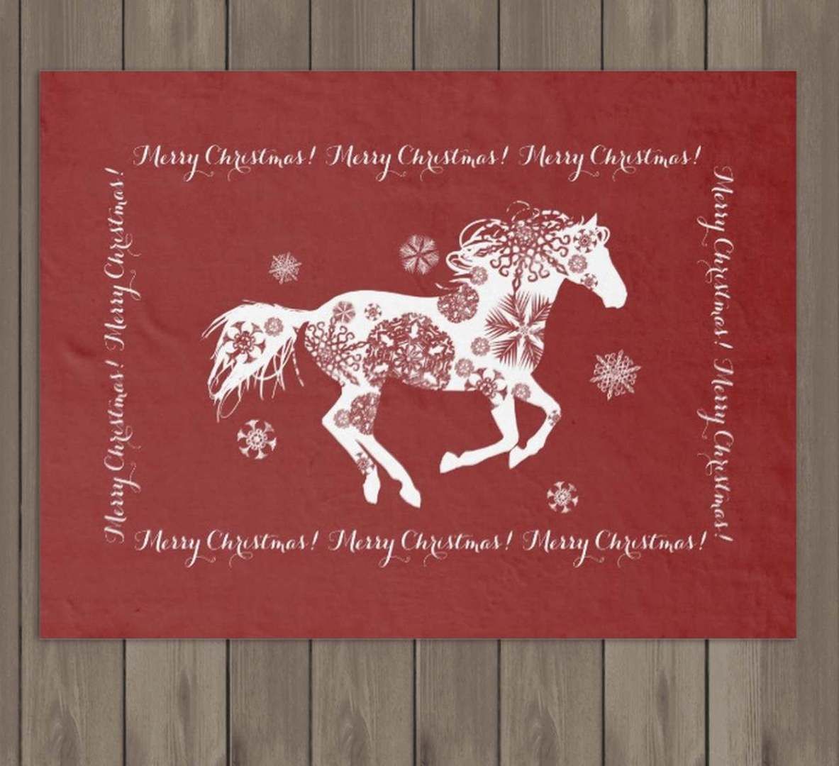 Snowflake Horse Sherpa Fleece Blanket