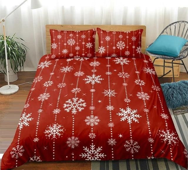 Snowflake Red Christmas Bedding Set