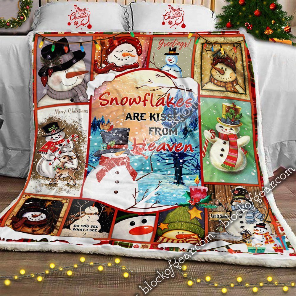 Snowflakes Are Kisses From Heaven Sherpa Fleece Blanket