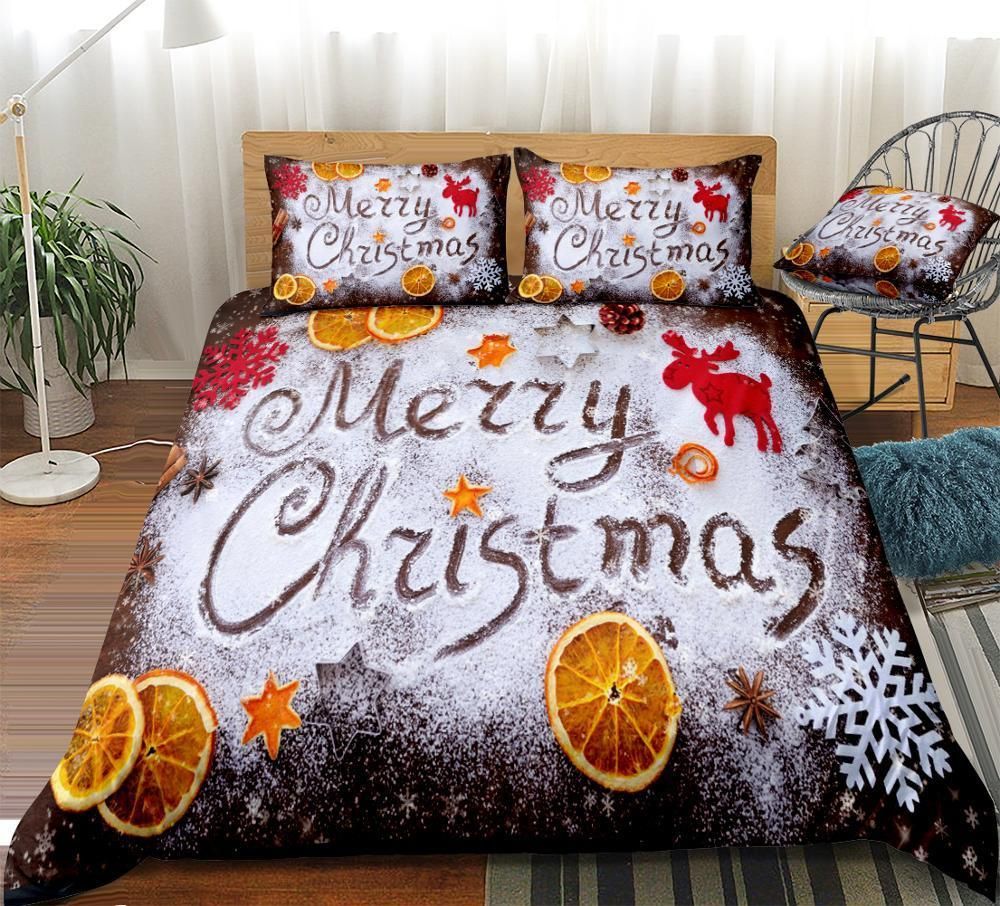 Snowflakes Fruits And Reindeer Christmas Bedding Set