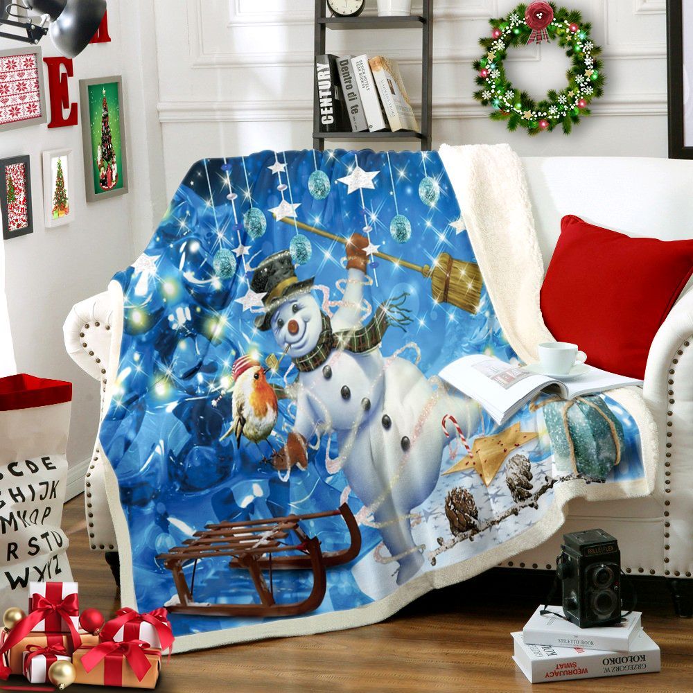 Snowman Sherpa Fleece Blanket