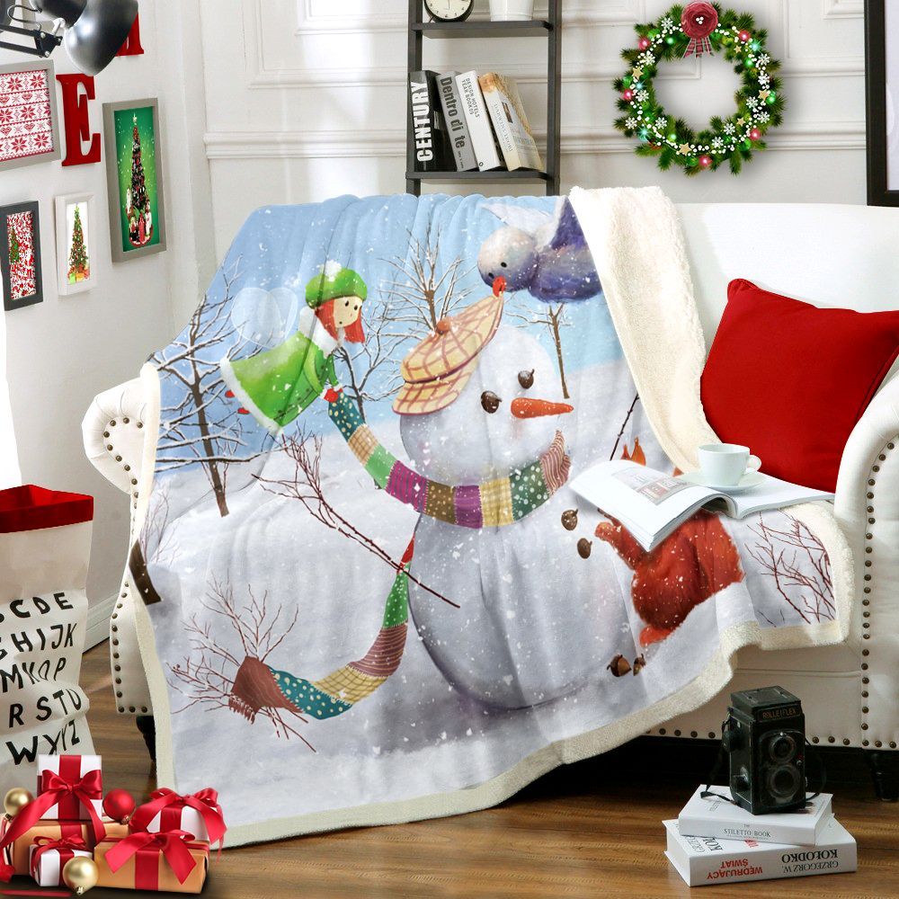 Snowman Sherpa Fleece Blanket