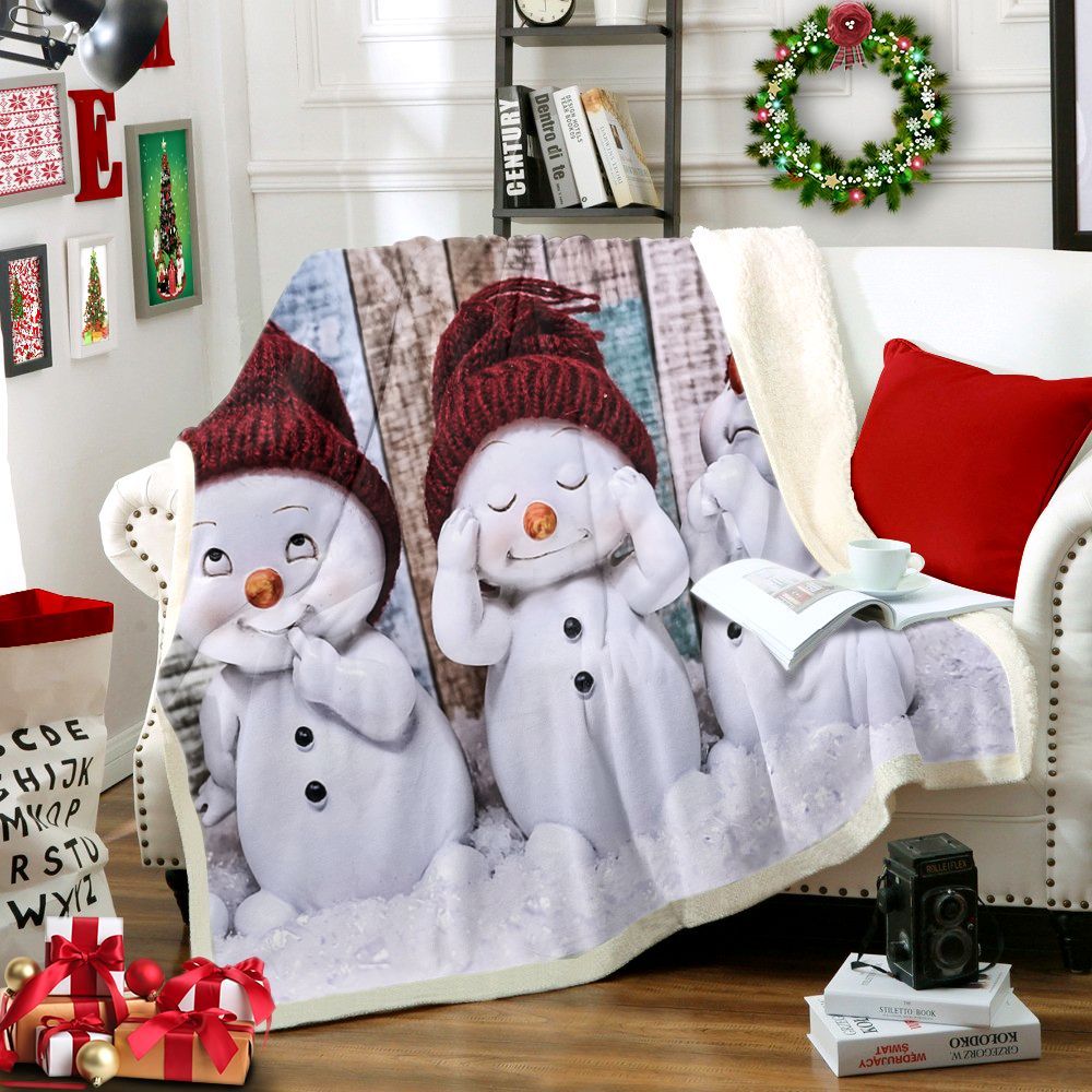 Snowman Sherpa Fleece Blanket