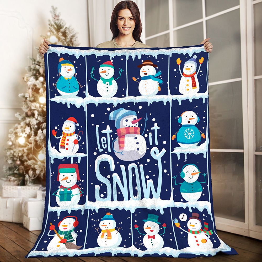 Snowman Sherpa Fleece Blanket