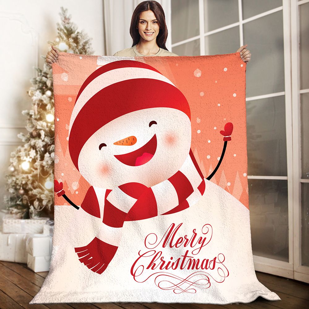 Snowman Sherpa Fleece Blanket