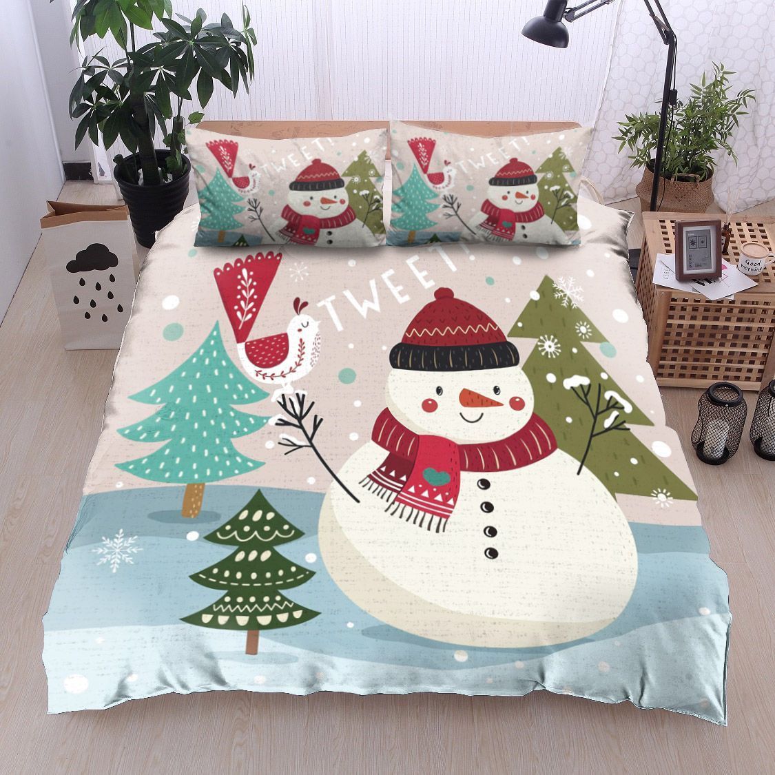 Snowman And Bird Bedding Set