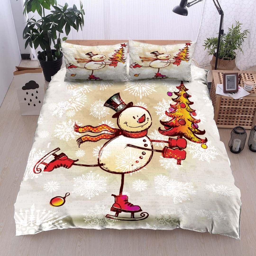 Snowman And Christmas Tree Bedding Set