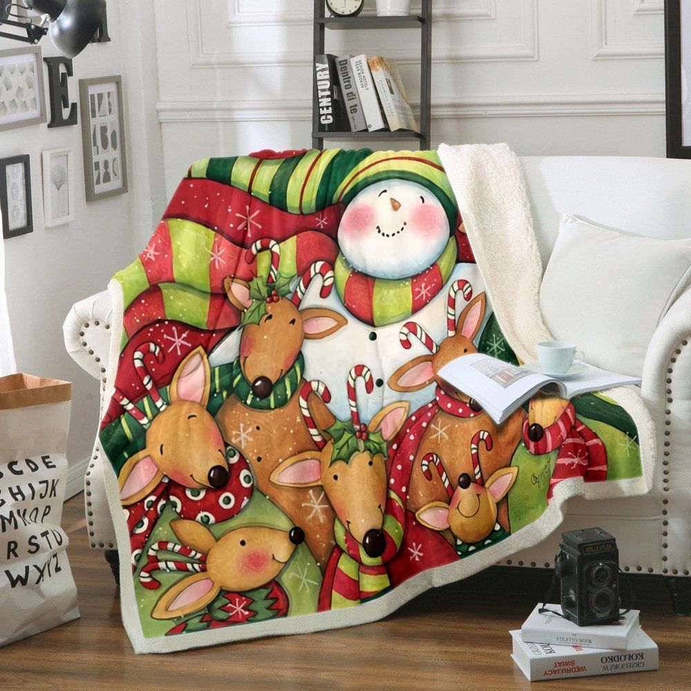 Snowman And Friends Sherpa Fleece