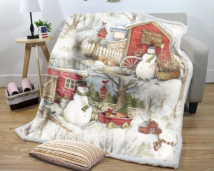 Snowman And The Winter Sherpa Fleece Blanket