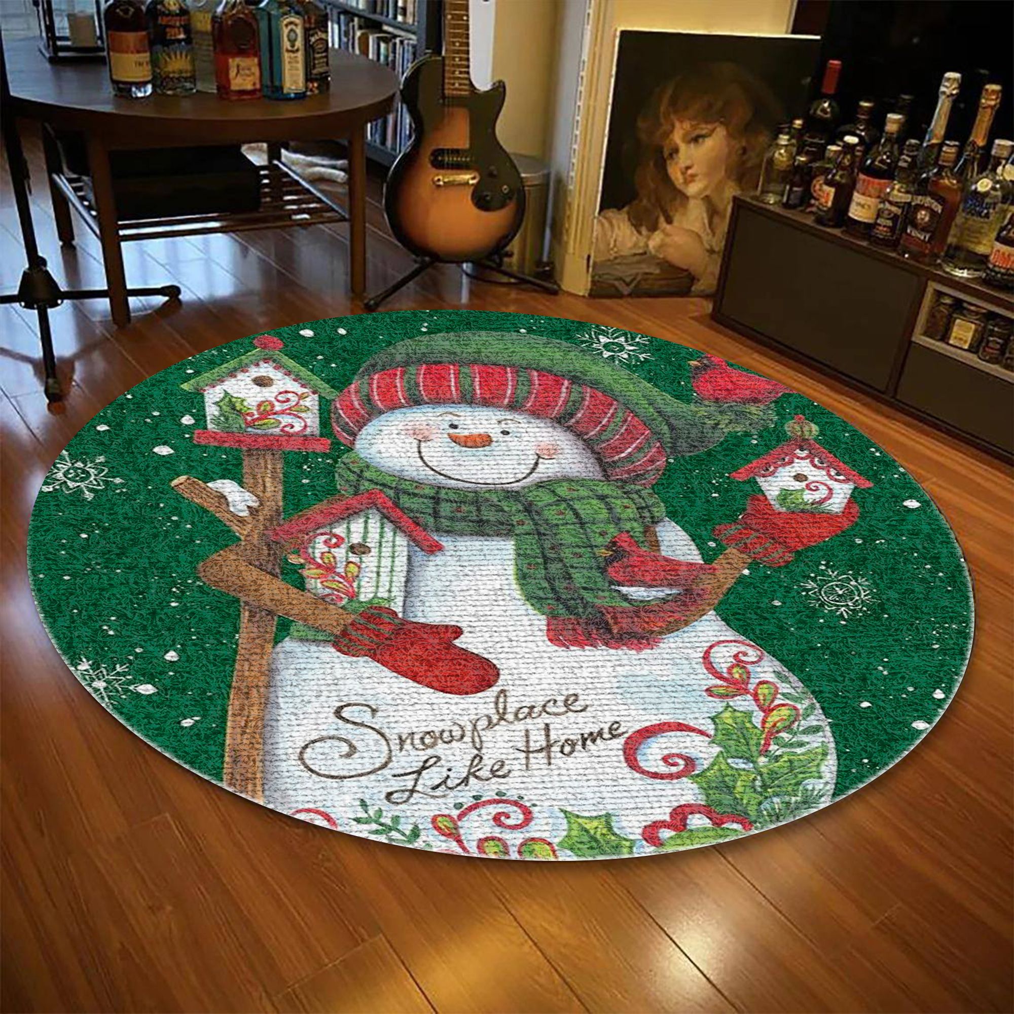 Snowman Bird Round Carpet