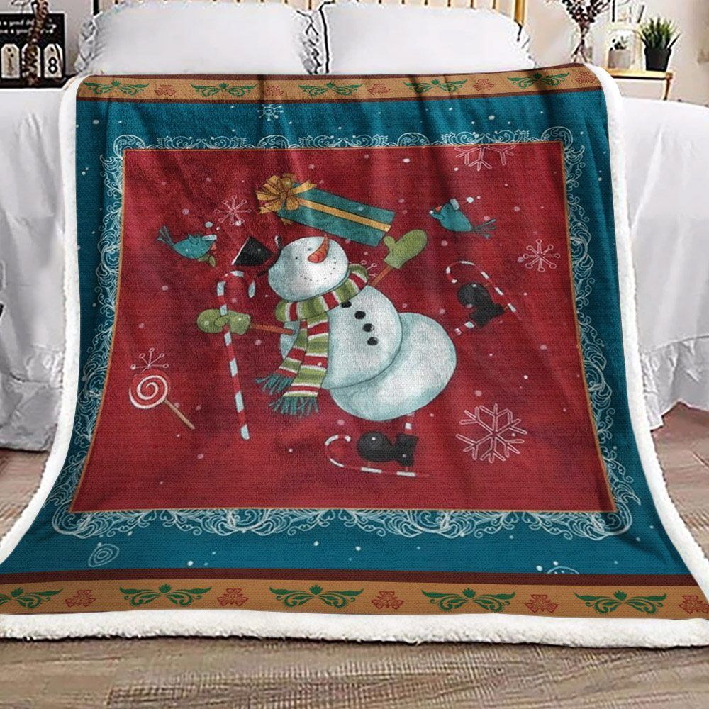 Snowman Sherpa Fleece Blanket