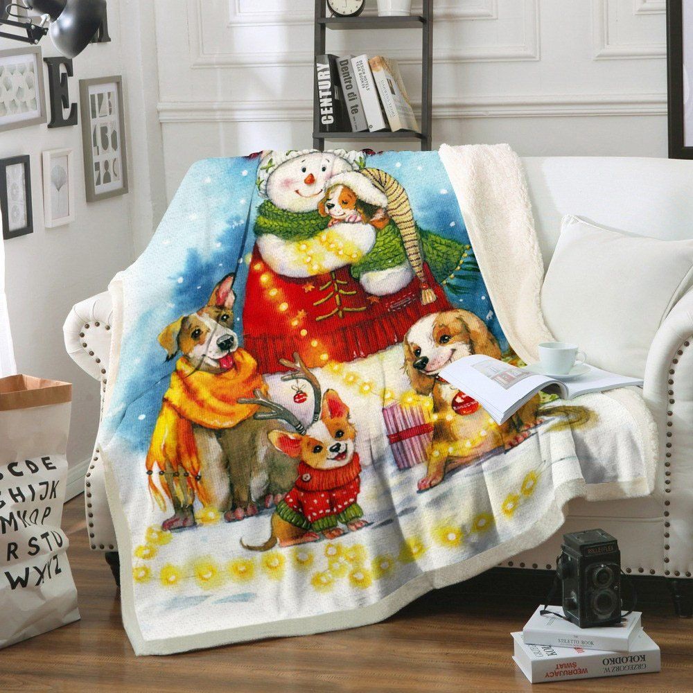 Snowman Sherpa Fleece Blanket