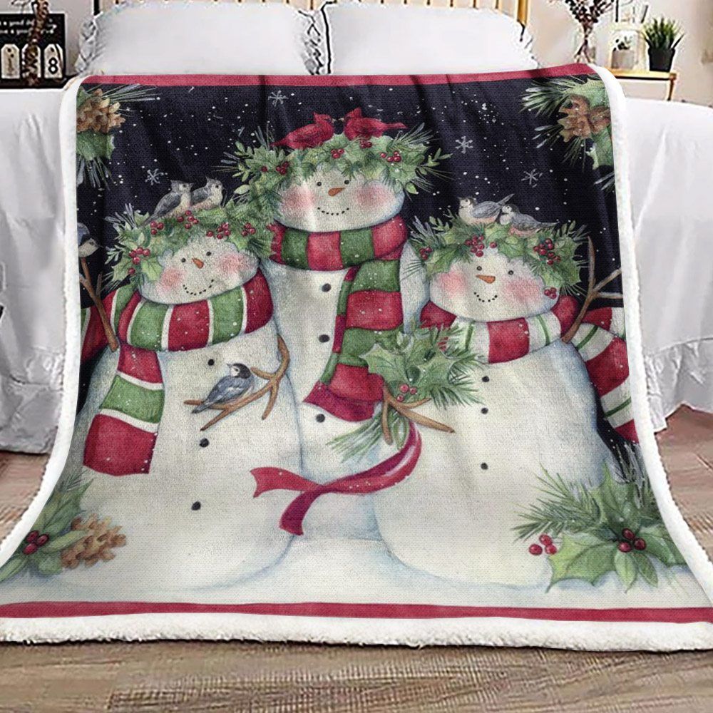 Snowman Sherpa Fleece Blanket