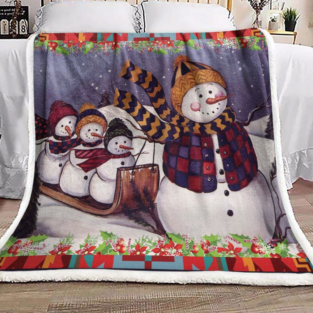 Snowman Sherpa Fleece Blanket