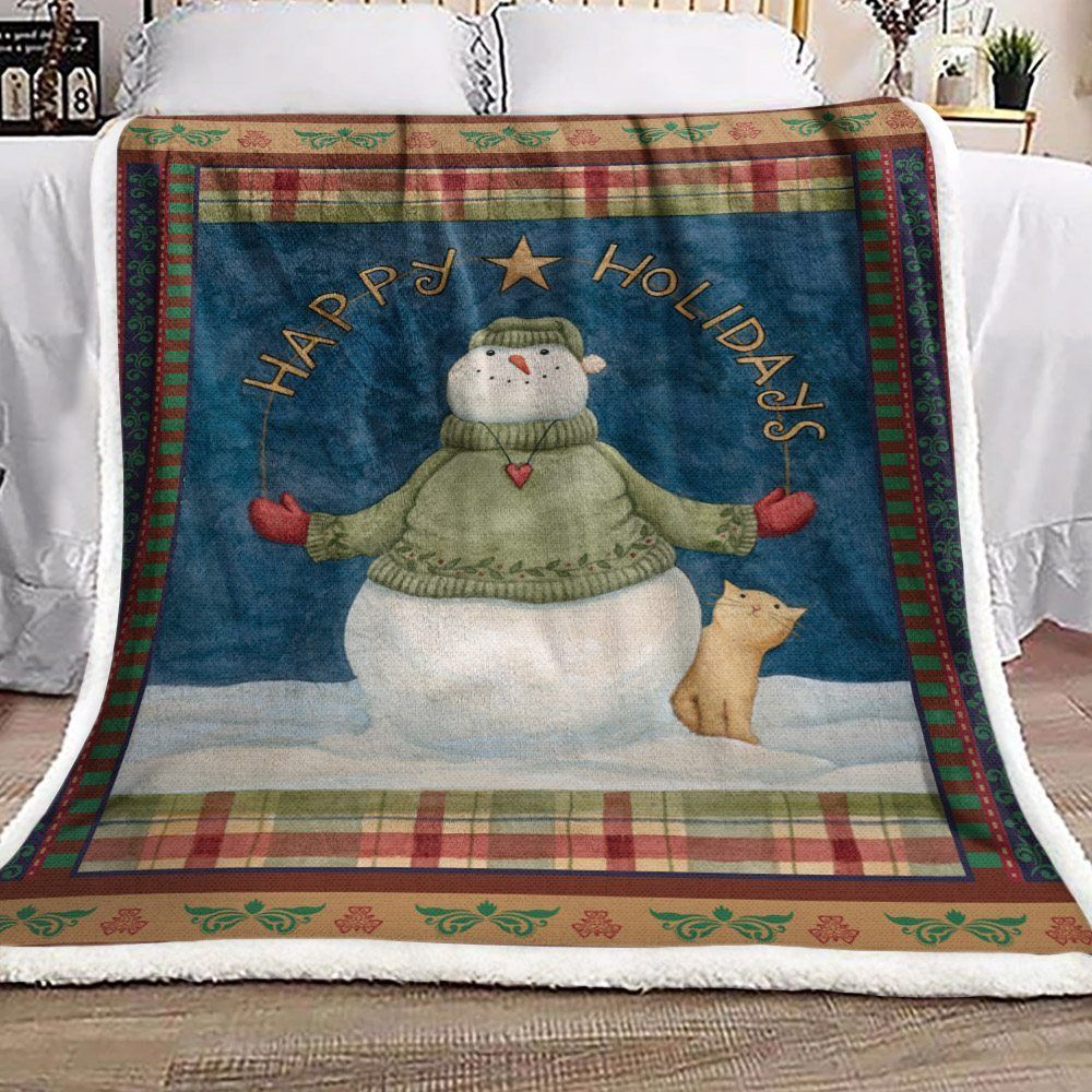 Snowman Sherpa Fleece Blanket