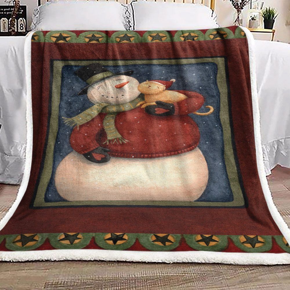 Snowman Sherpa Fleece Blanket