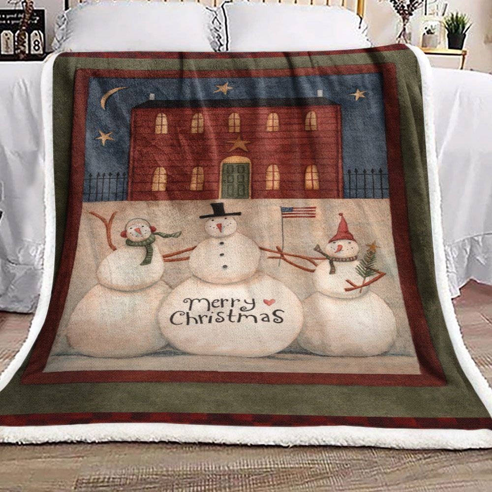 Snowman Sherpa Fleece Blanket