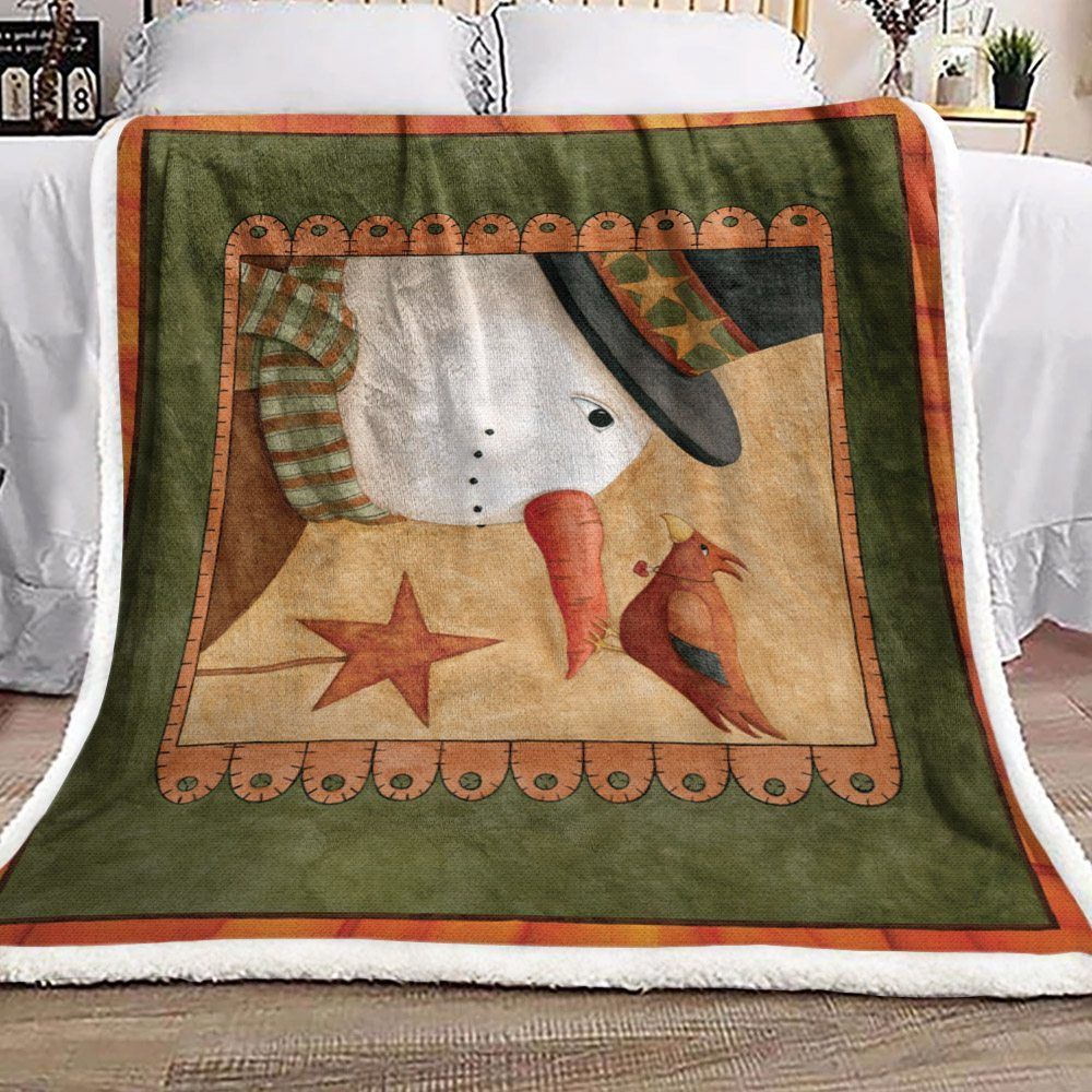 Snowman Sherpa Fleece Blanket