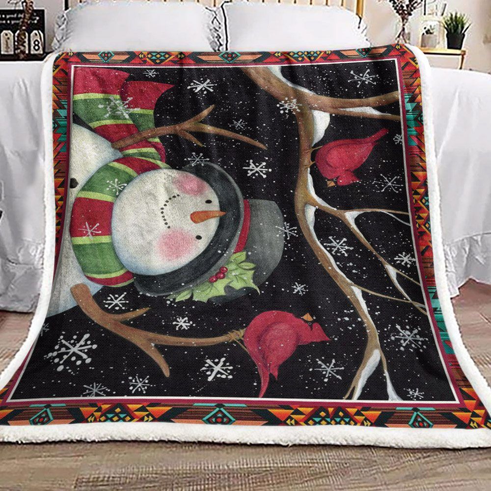 Snowman Sherpa Fleece Blanket