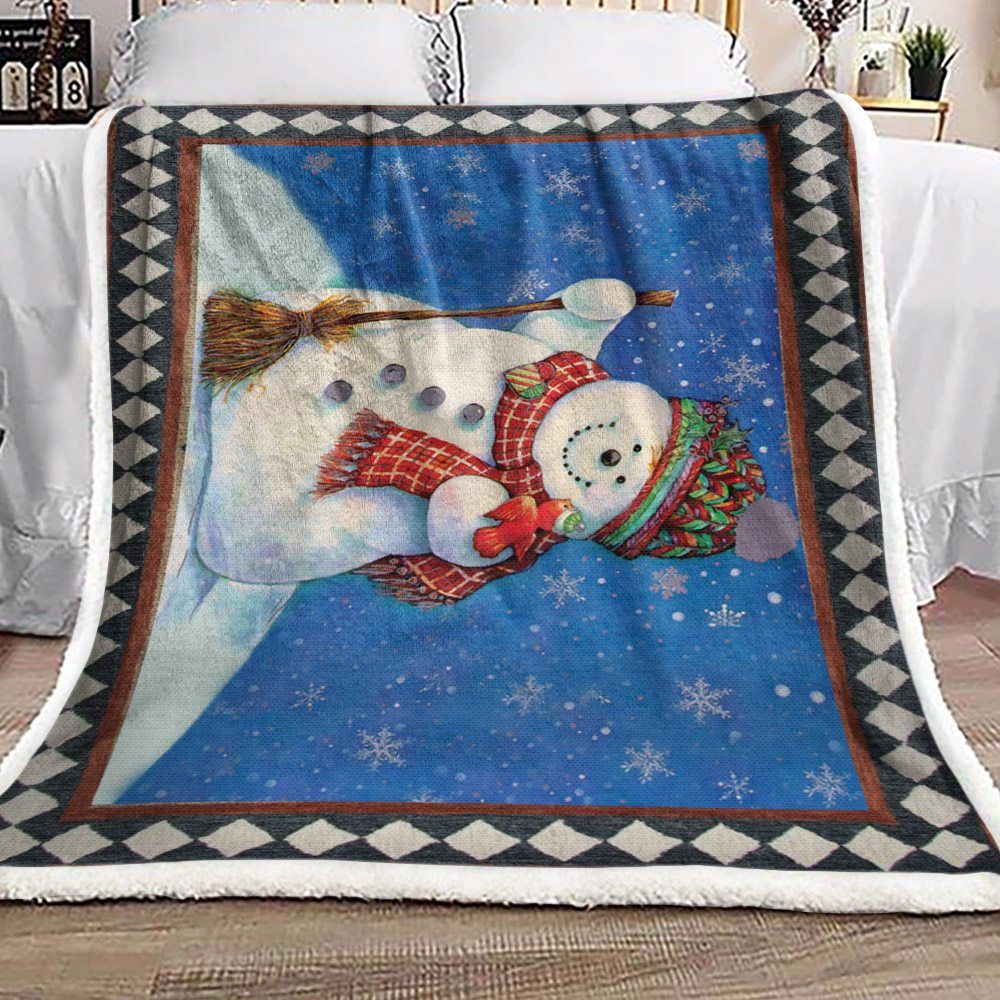 Snowman Sherpa Fleece Blanket