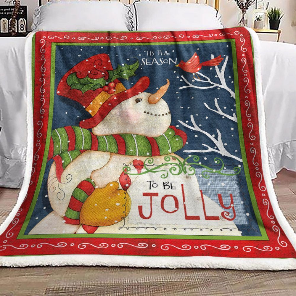 Snowman Cardinal Sherpa Fleece Blanket