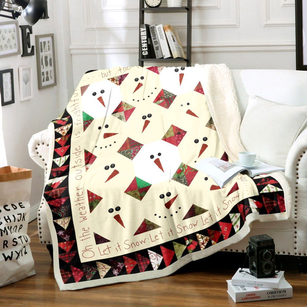 Snowman Sherpa Fleece Blanket