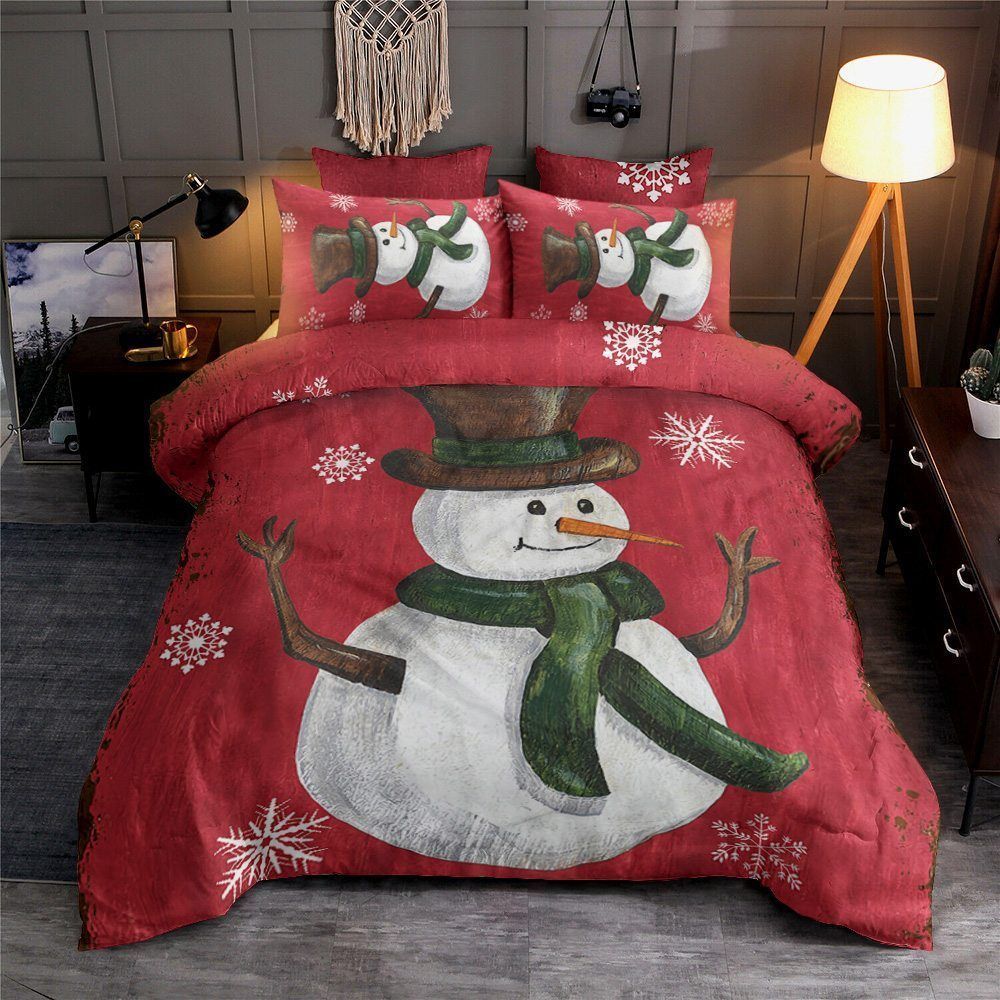 Snowman Cotton Bed Sheets Spread Comforter Bedding Set