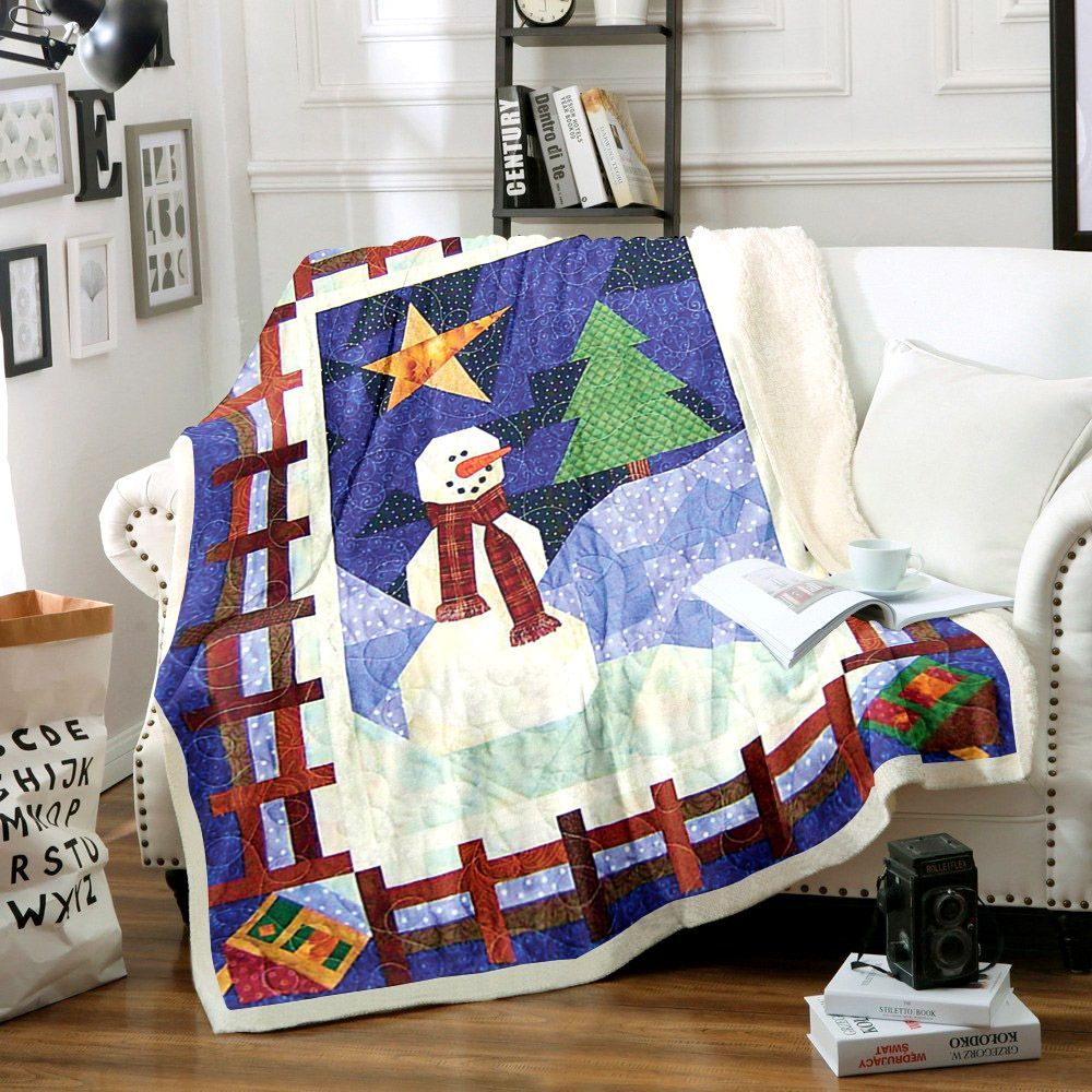 Snowman Sherpa Fleece Blanket