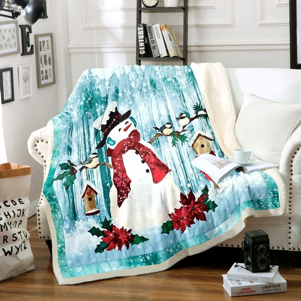 Snowman Sherpa Fleece Blanket