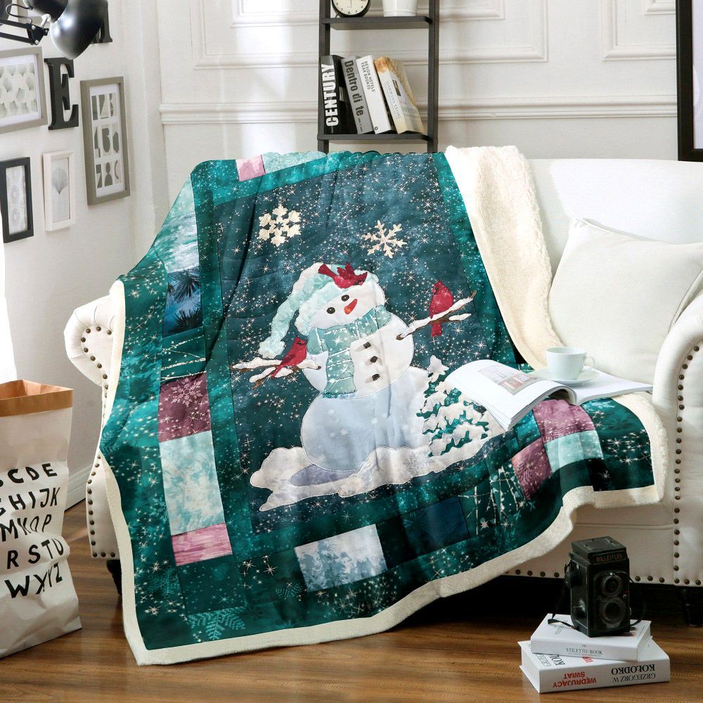 Snowman Sherpa Fleece Blanket
