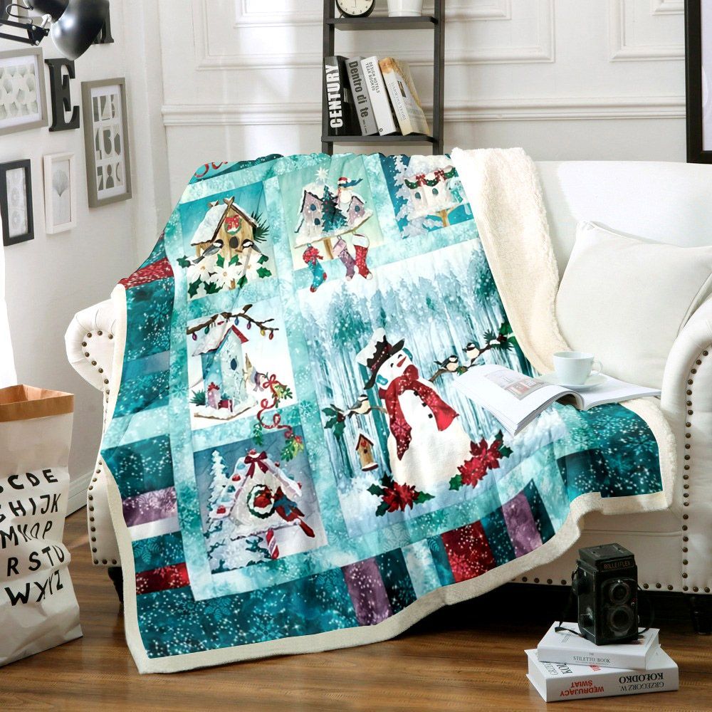 Snowman Sherpa Fleece Blanket