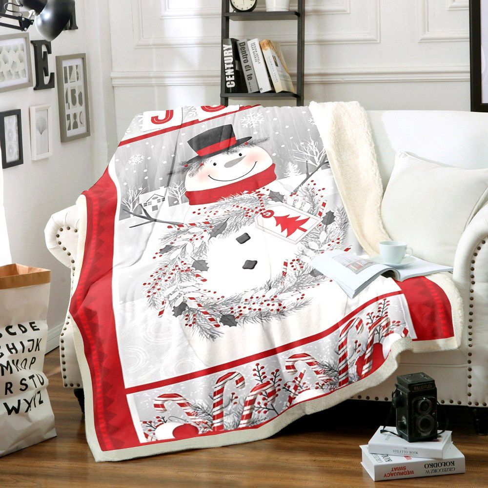 Snowman Sherpa Fleece Blanket