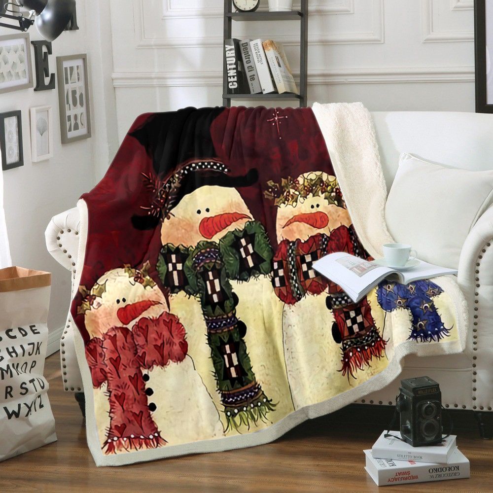 Snowman Sherpa Fleece Blanket