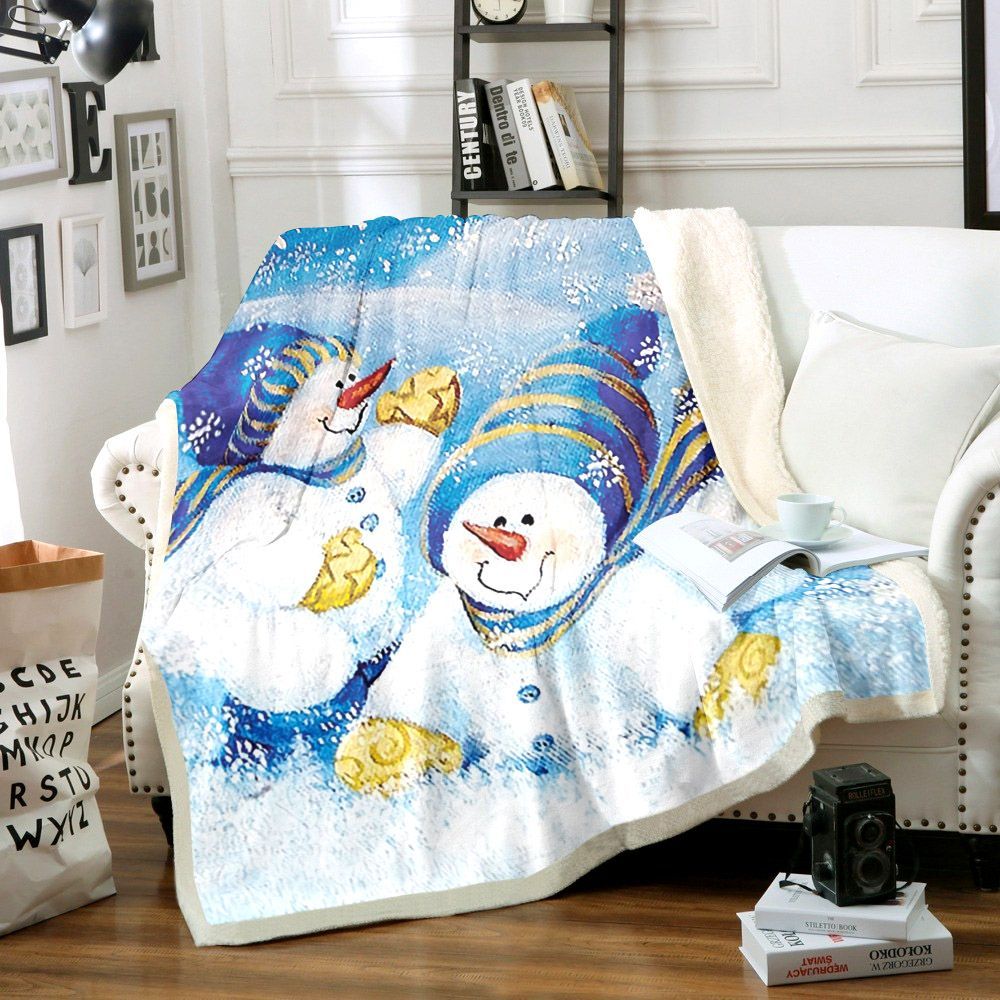 Snowman Sherpa Fleece Blanket