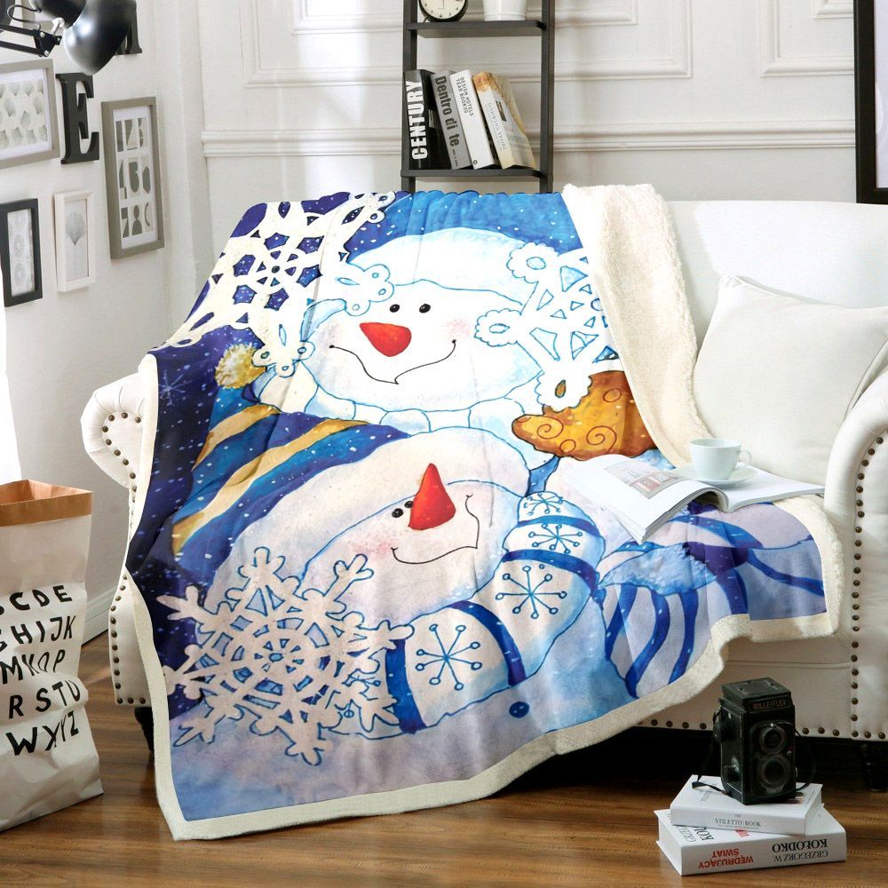 Snowman Sherpa Fleece Blanket