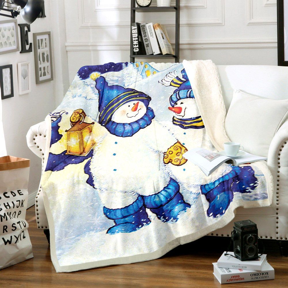Snowman Sherpa Fleece Blanket