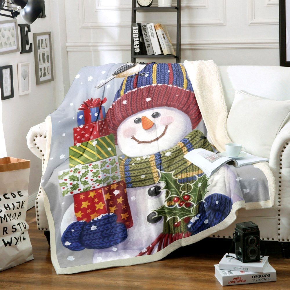 Snowman Sherpa Fleece Blanket