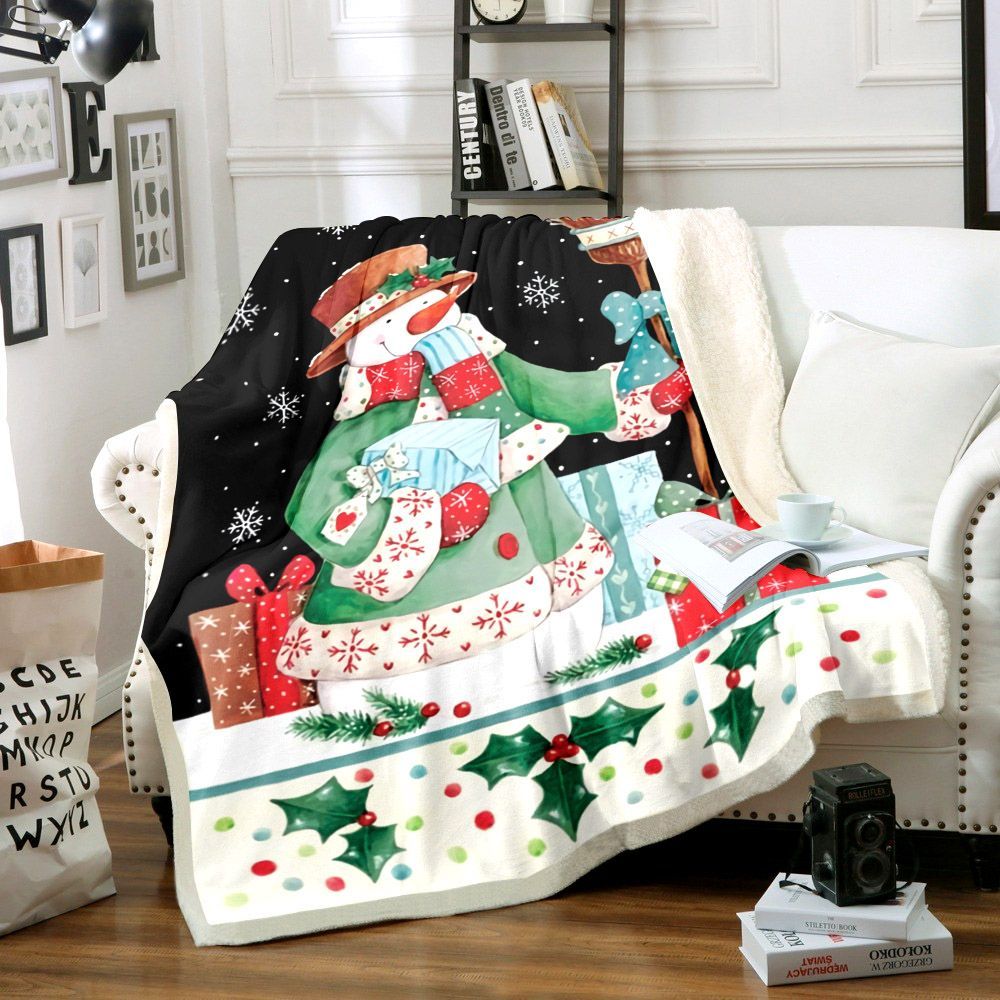 Snowman Sherpa Fleece Blanket