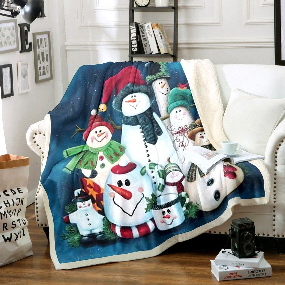 Snowman Sherpa Fleece Blanket