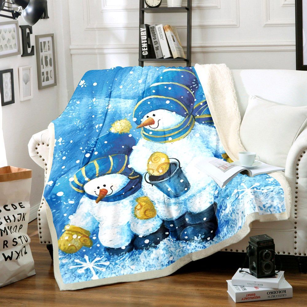 Snowman Sherpa Fleece Blanket