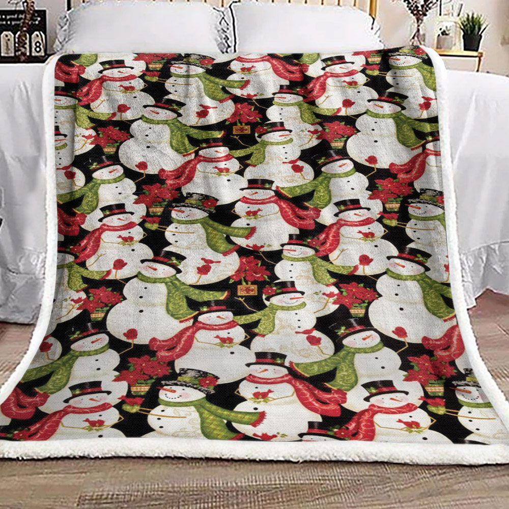 Snowman Christmas Sherpa Fleece Blanket