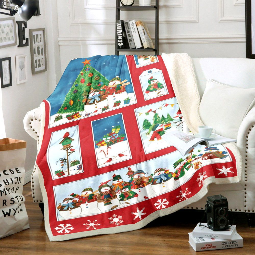 Snowman Christmas Sherpa Fleece Blanket