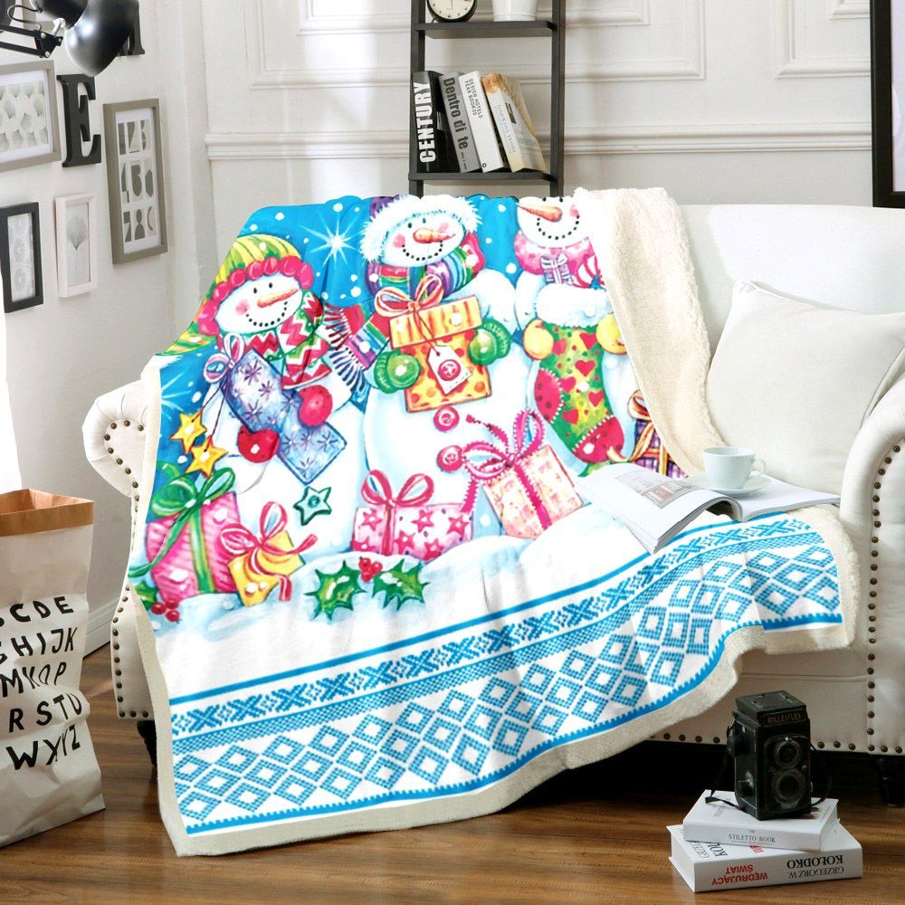 Snowman Christmas Sherpa Fleece Blanket