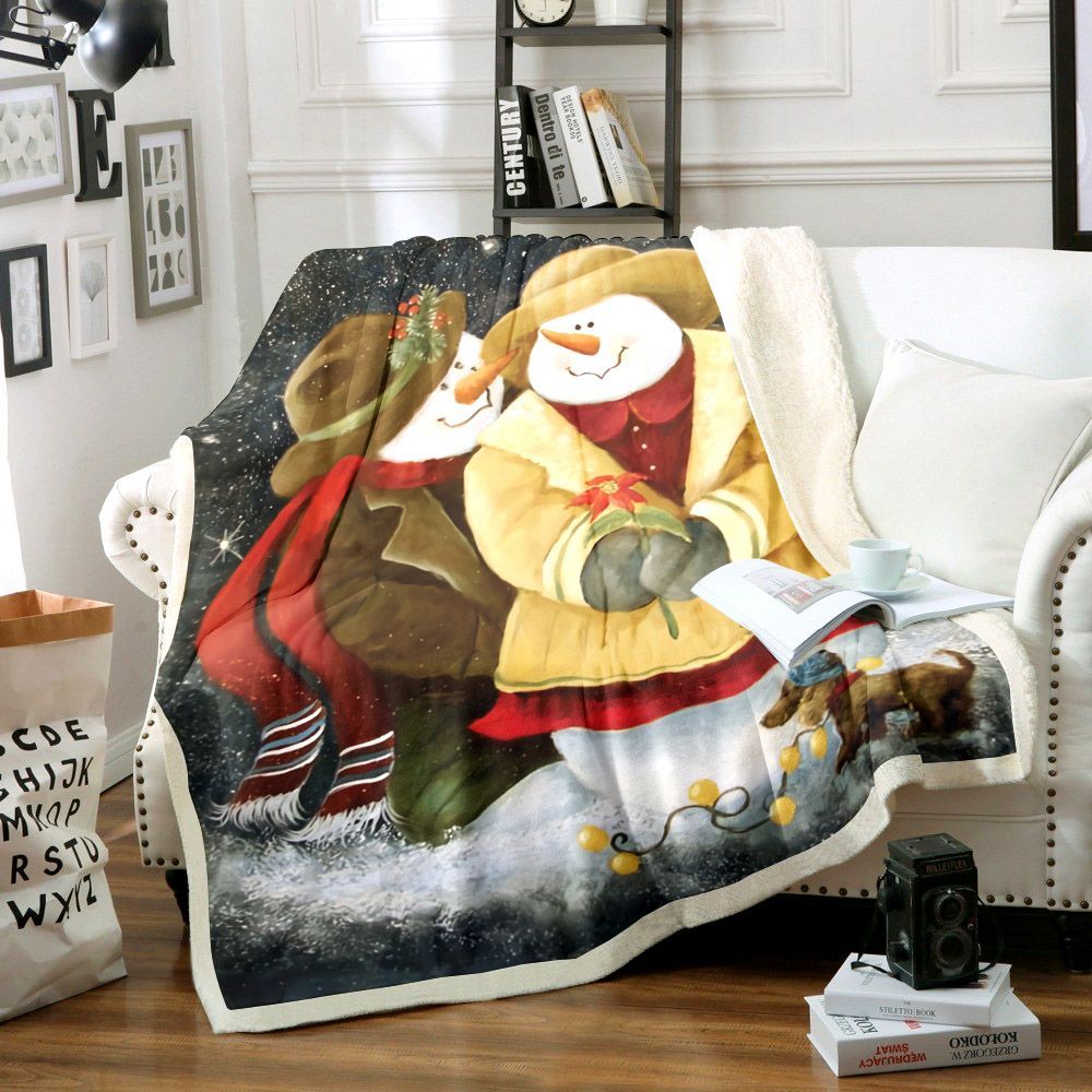 Snowman Christmas Sherpa Fleece Blanket