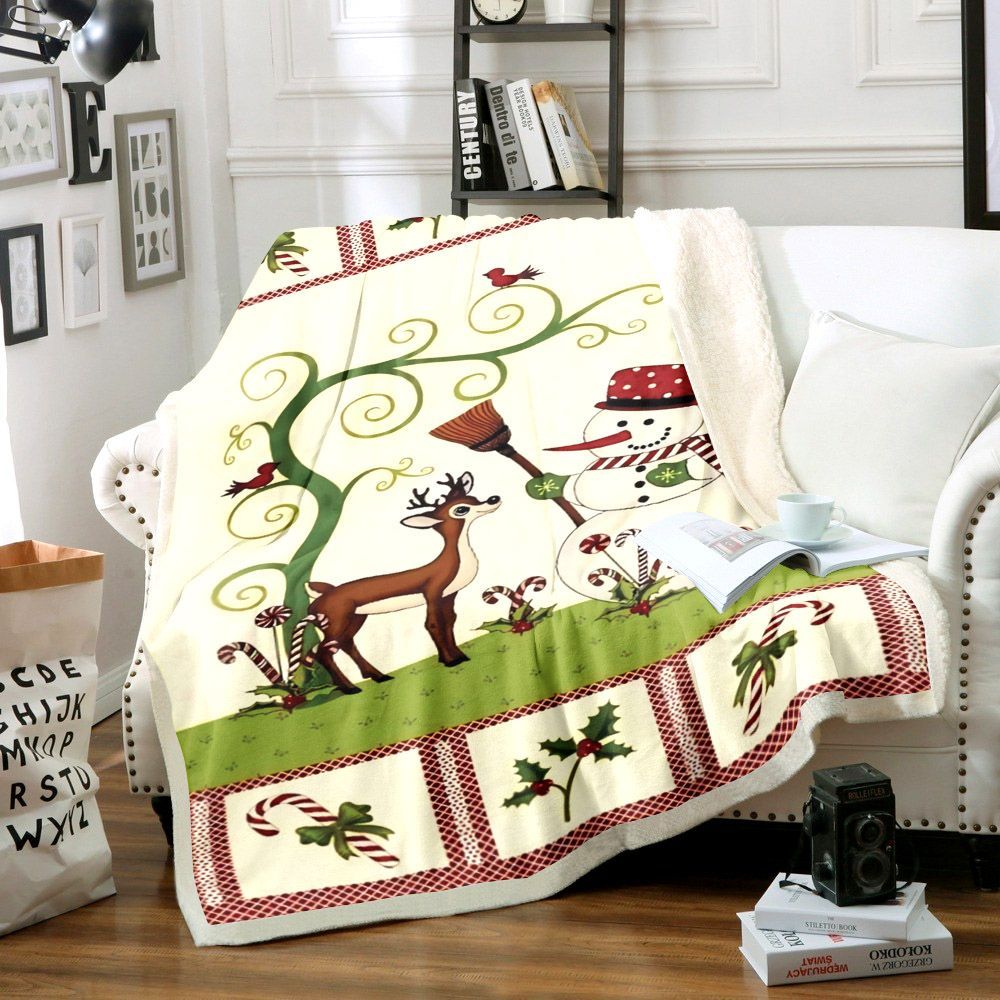 Snowman Christmas Sherpa Fleece Blanket