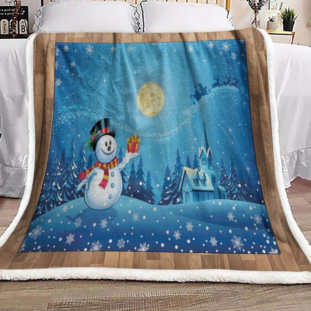 Snowman Christmas Sherpa Fleece Blanket