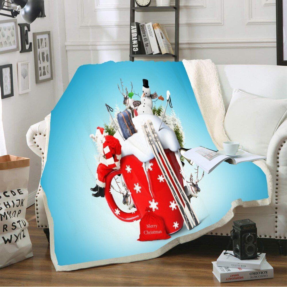 Snowman Christmas Sherpa Fleece Blanket