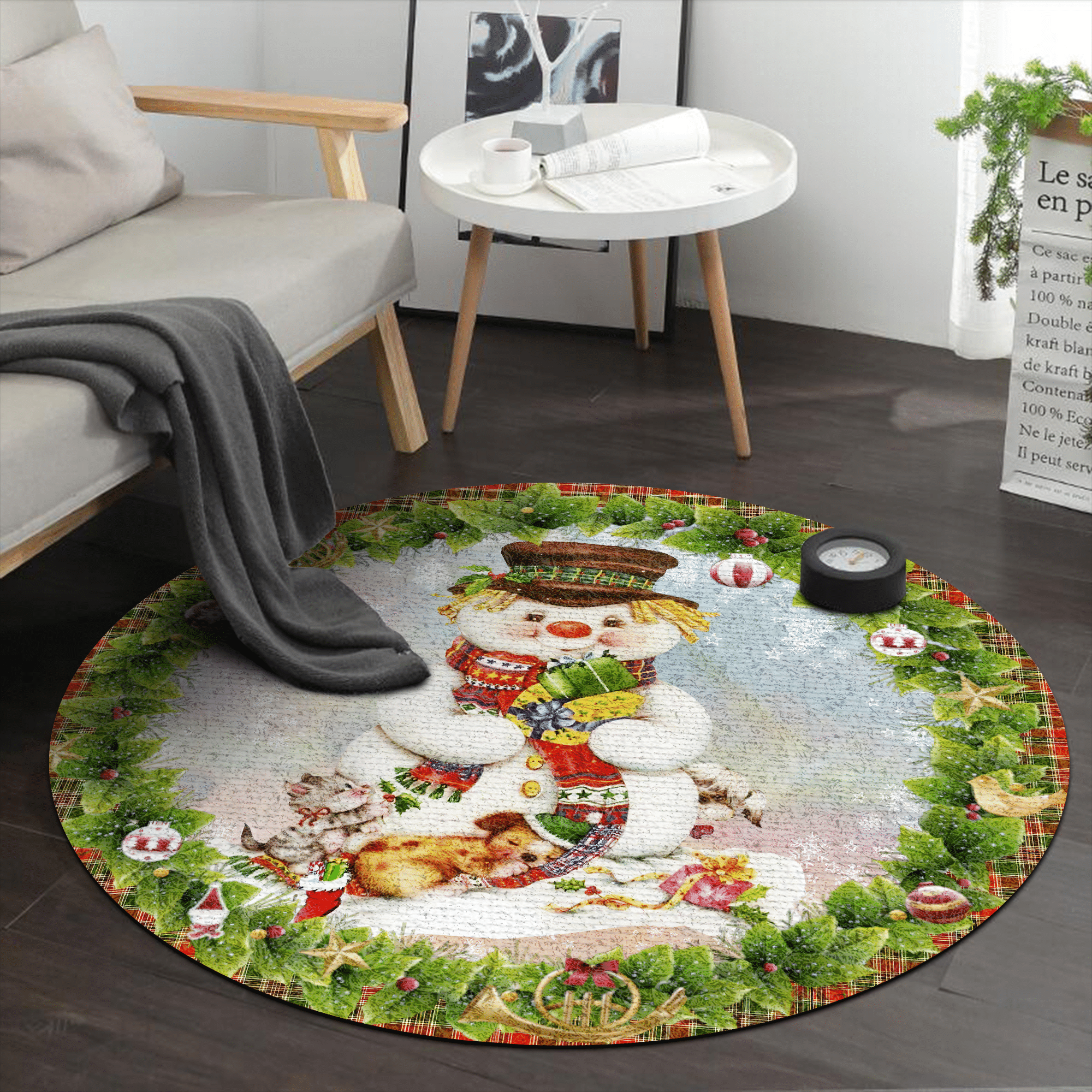 Snowman Christmas Round Carpet