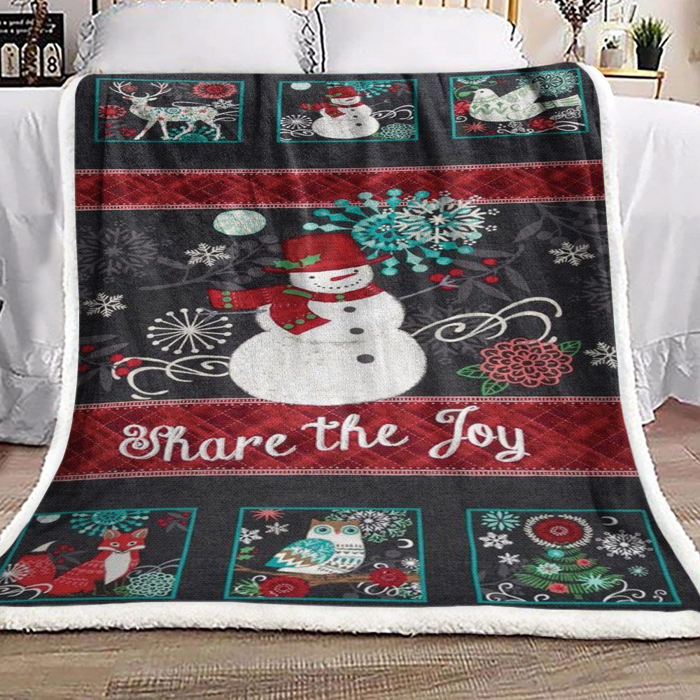 Snowman Christmas Fox Owl Bird Sherpa Fleece Blanket