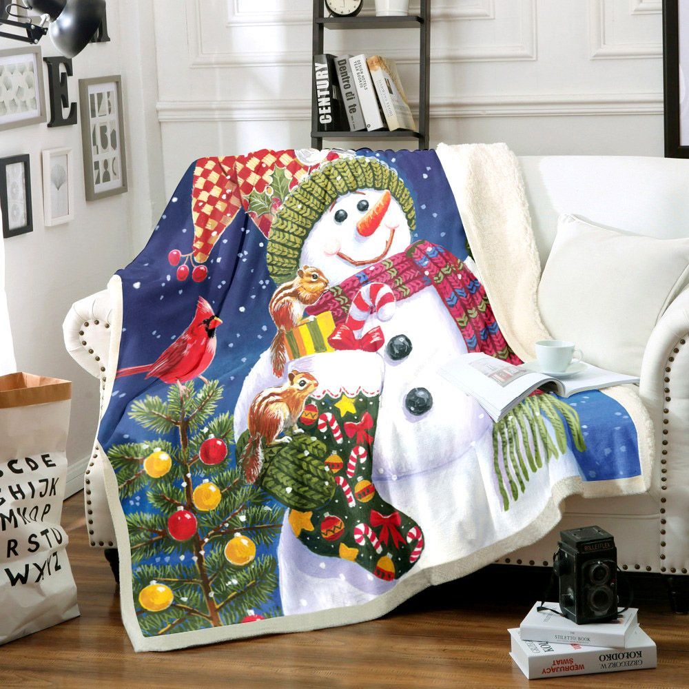 Snowman Christmas Sherpa Fleece Blanket